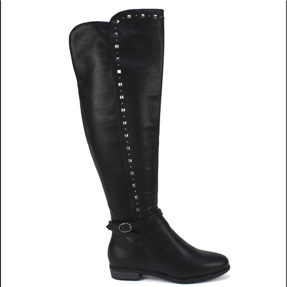 Rialto Womens Ferrell Leather Almond Toe Knee High Fashion Boots - Picture 2 of 5